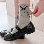 Ribbon Bow Dotted Crew Socks