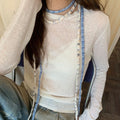 Striped Slim Knit Neck Scarf