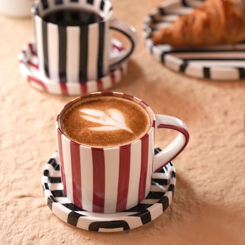 Hand-Painted Striped Ceramic Mug