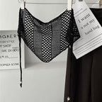 Beaded Hollow Knit Triangle Scarf - Modomu
