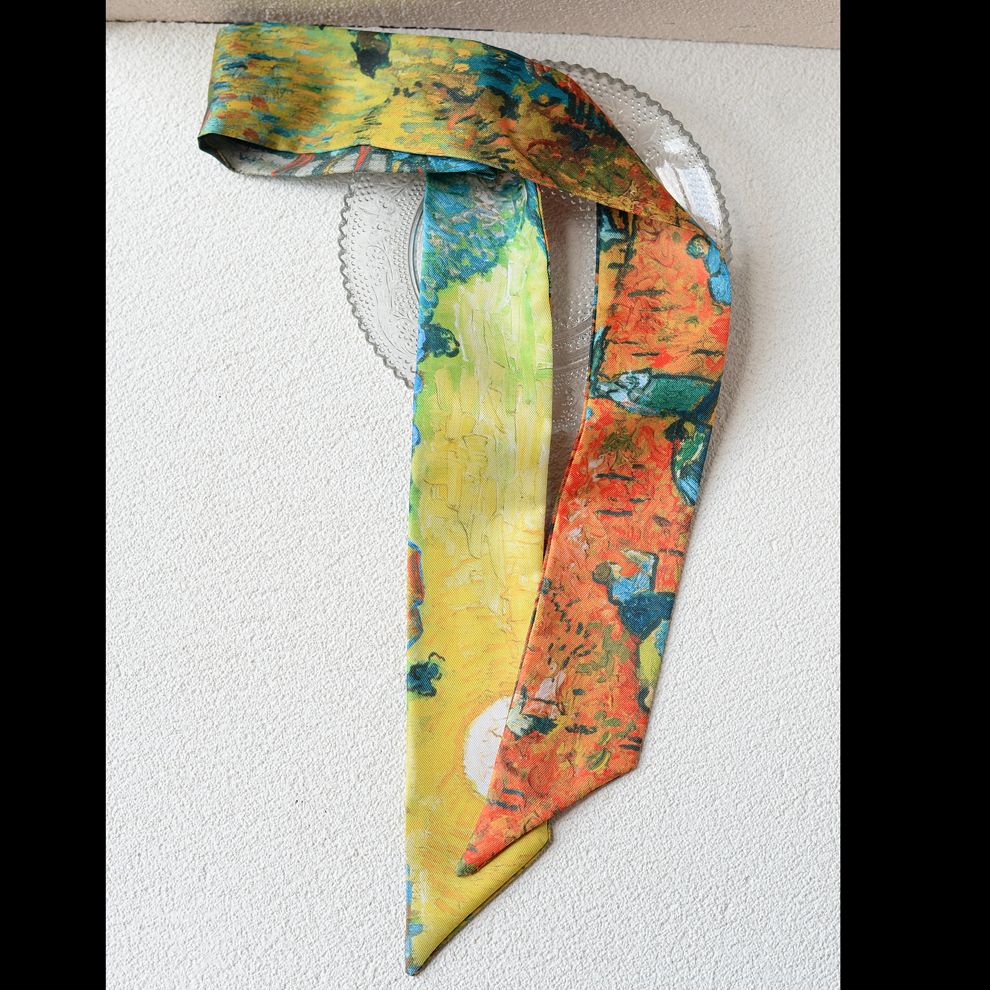 Art Print Narrow Silk Tie