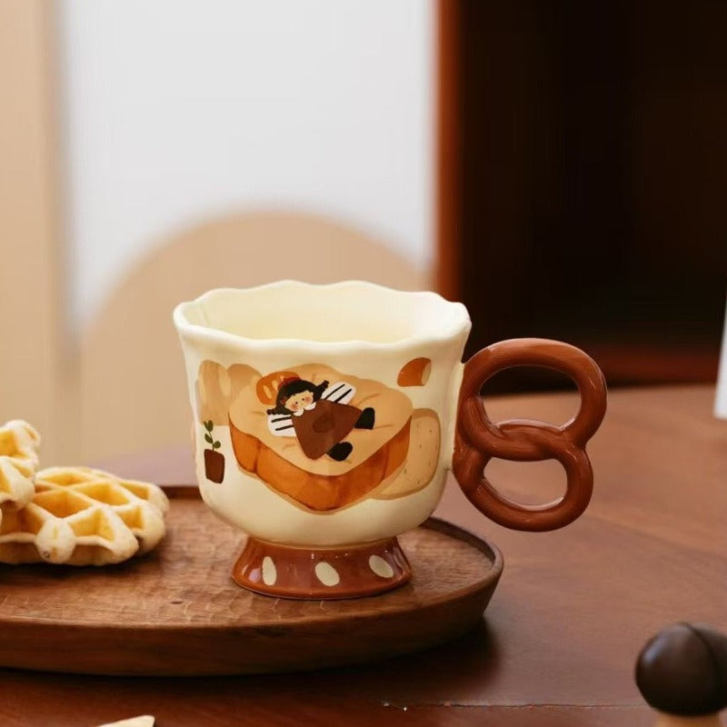 Ceramic coffee mug with illustration