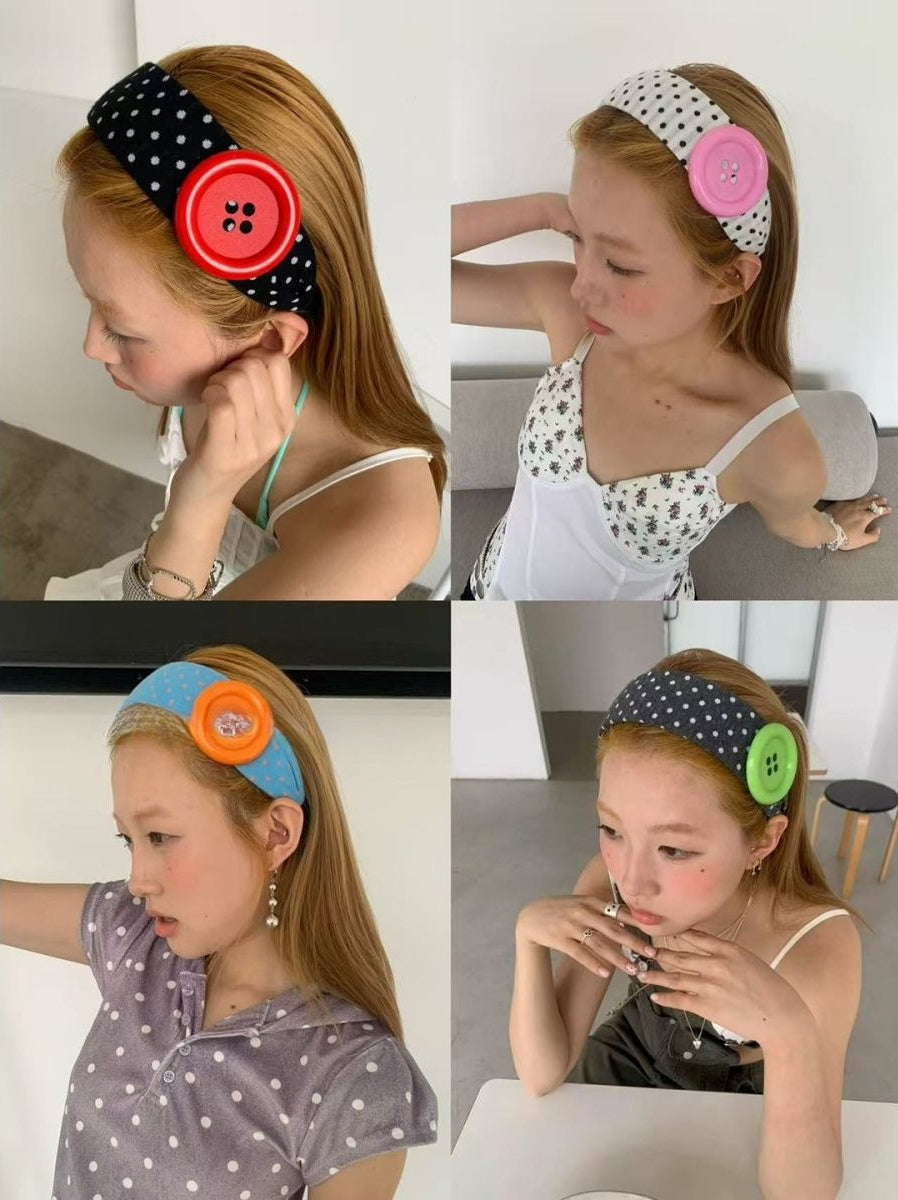 Big Button Polka Dot Headband