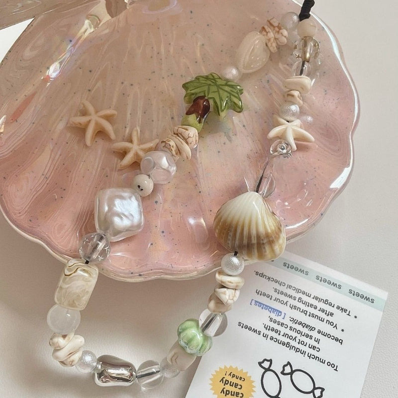 Shell Beaded Phone Wrist Lanyard