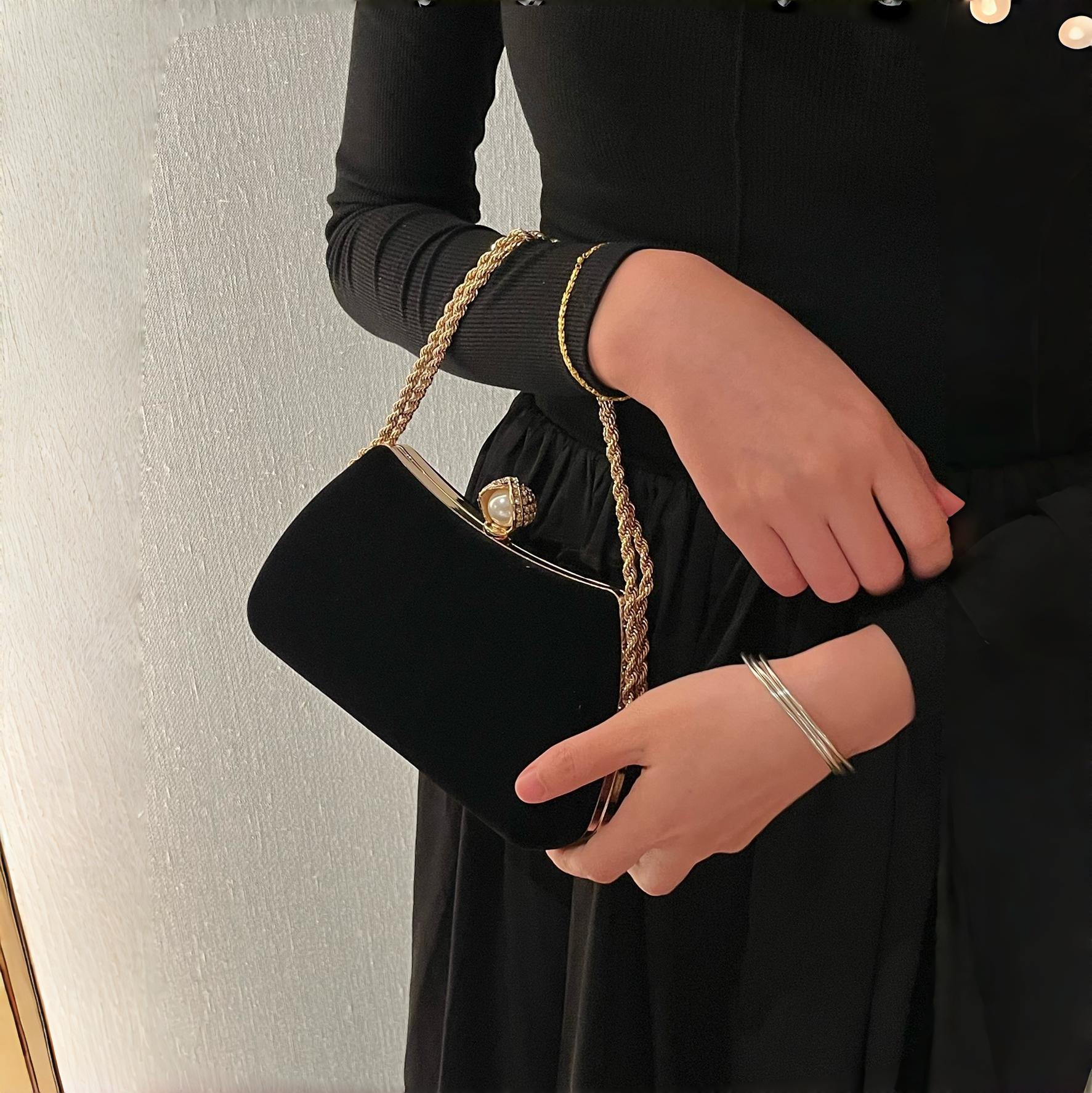 Sakura Suede Pearl Cheongsam Bag
