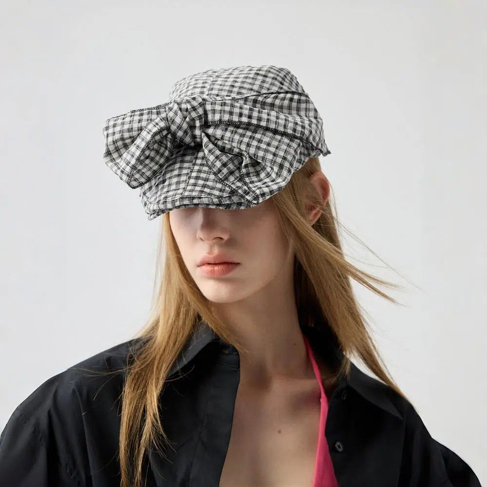 Plaid Multi-Tie Forward Hat