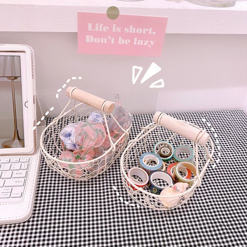 Wire Storage Basket with Handle