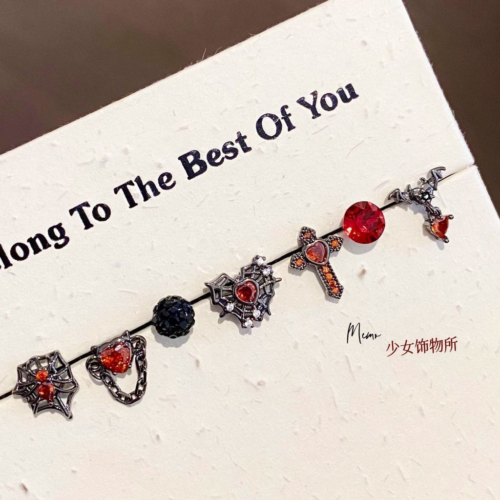 Gothic Cross Spider Earrings