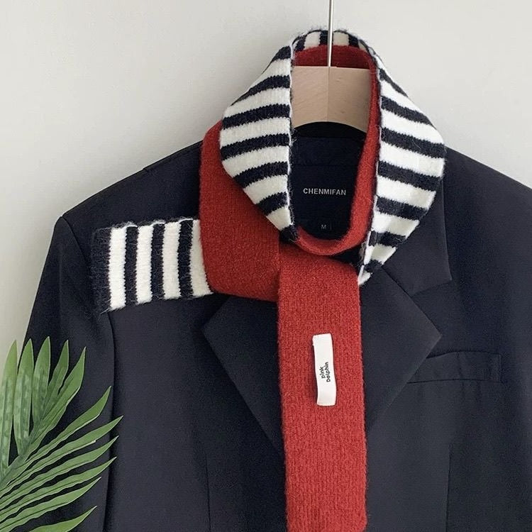 Striped Knit Student Scarf - Modomu