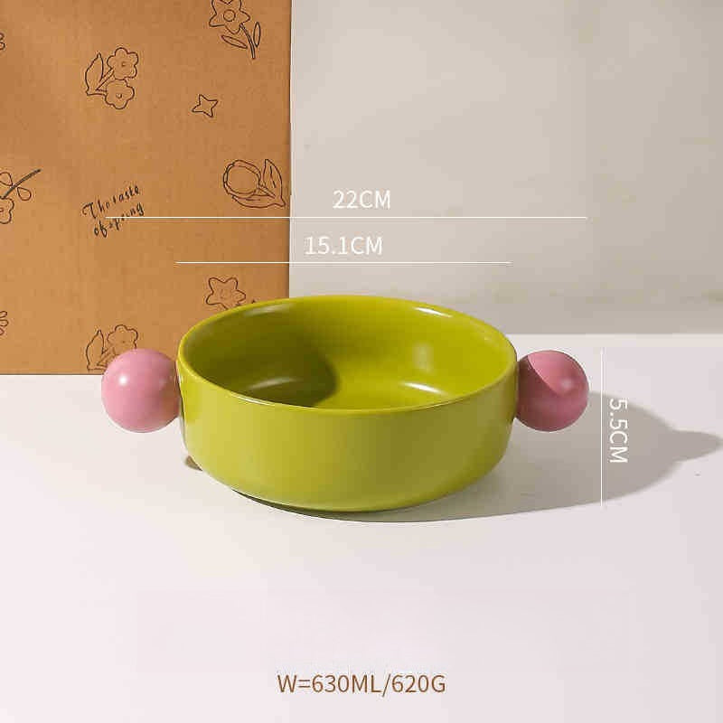Contrast Handle Ceramic Salad Bowl - Modomu