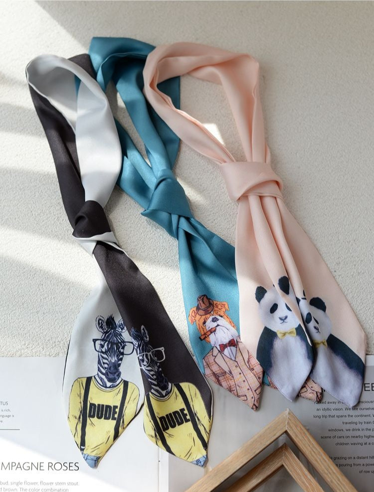 Animal Print Square Silk Tie - Modomu