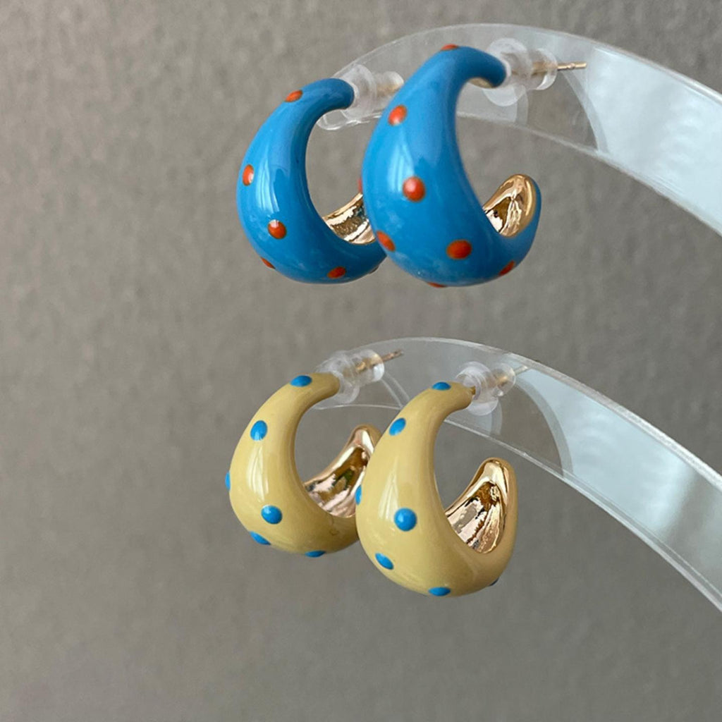 Polka Dot Chunky Teardrop Earrings