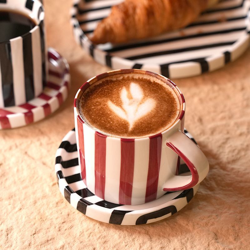 Hand-Painted Striped Ceramic Mug