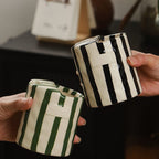 Striped Handleless Ceramic Cup