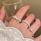 Bow Pearl Beaded Ring Set - Modomu