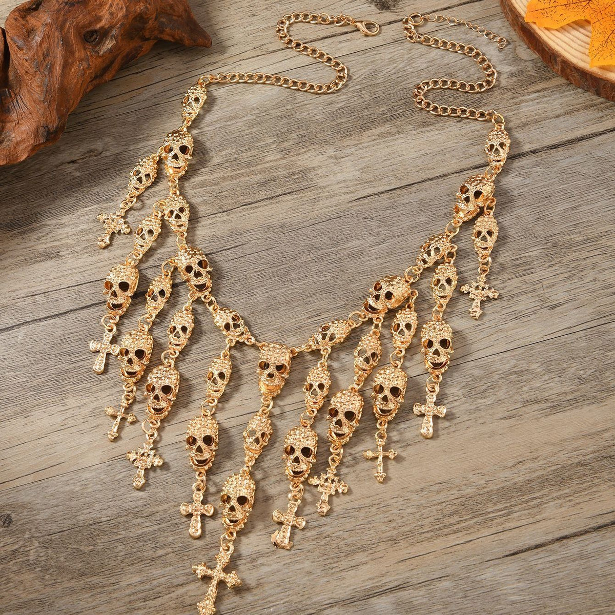 Layered Skull Bib Necklace