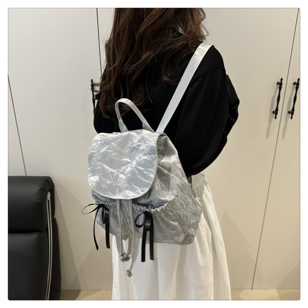 Canvas Backpack With Bow Detail - Modomu