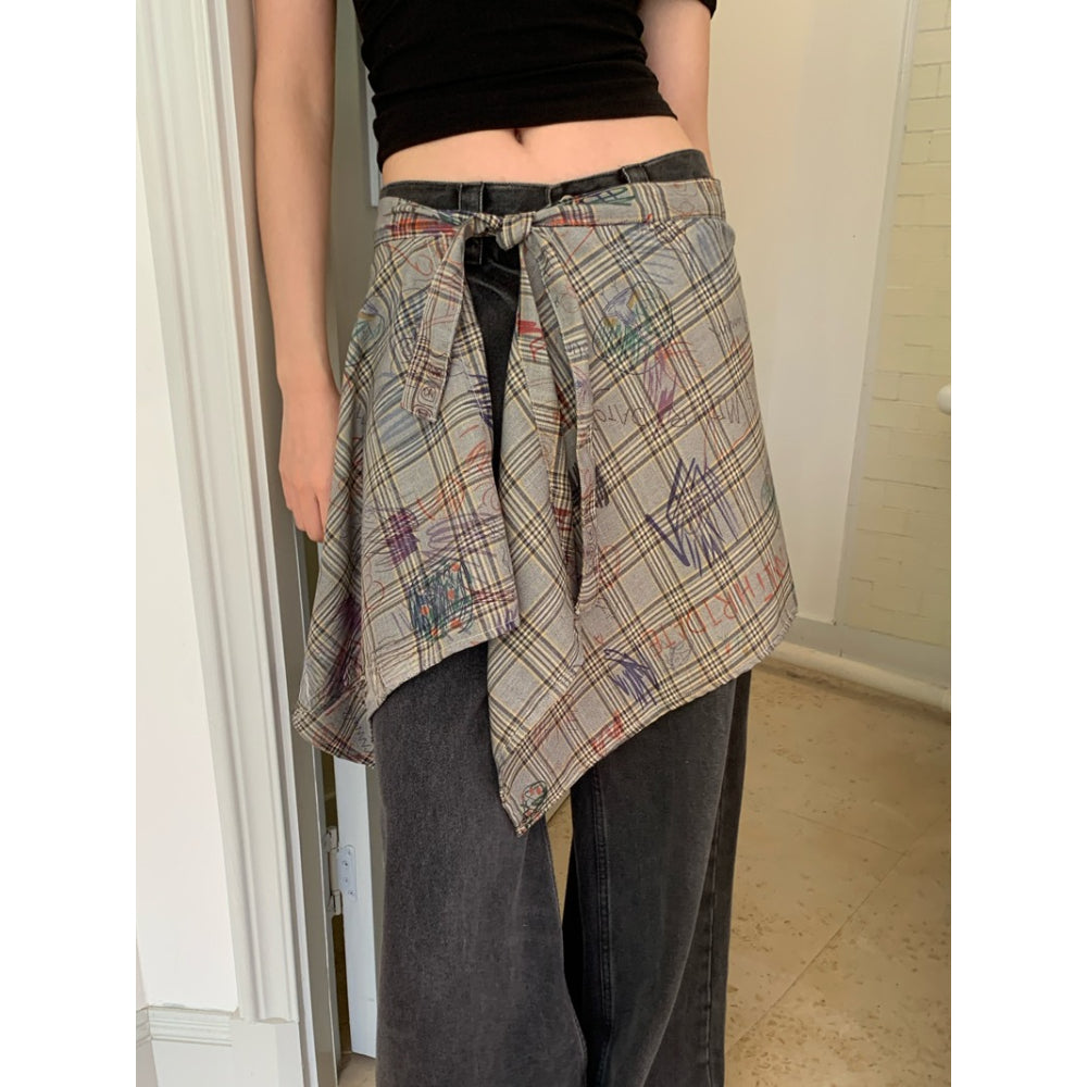 Graffiti Plaid Skirt Curtain