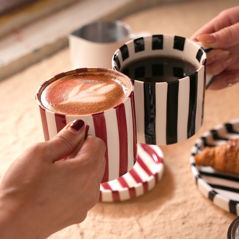 Hand-Painted Striped Ceramic Mug
