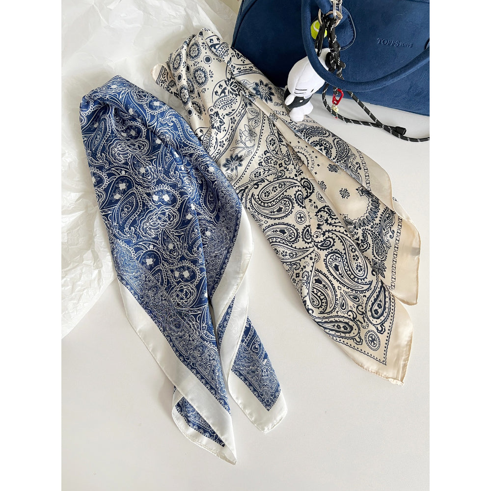 Cashew Flower Pattern Silk Scarf - Modomu