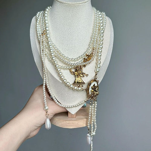 Layered Pearl Statement Necklace - Modomu
