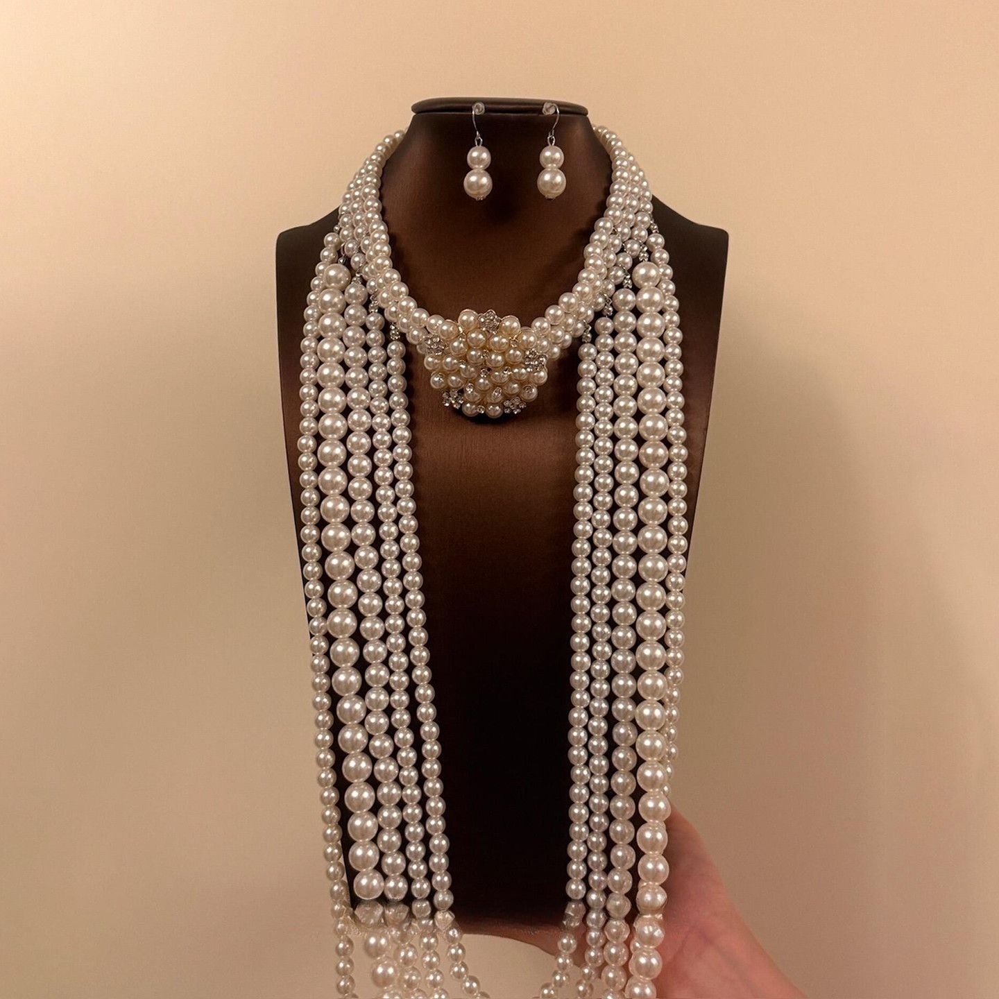 Layered Beaded Necklace Earring Set - Modomu