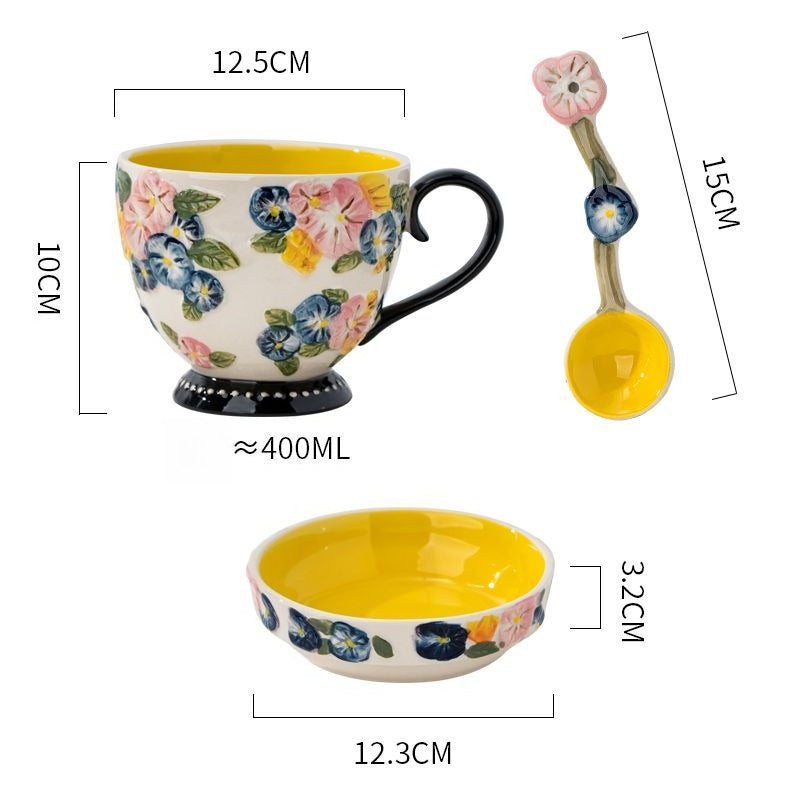 Embossed Floral Breakfast Mug