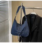 Corset Bow Denim Shoulder Bag