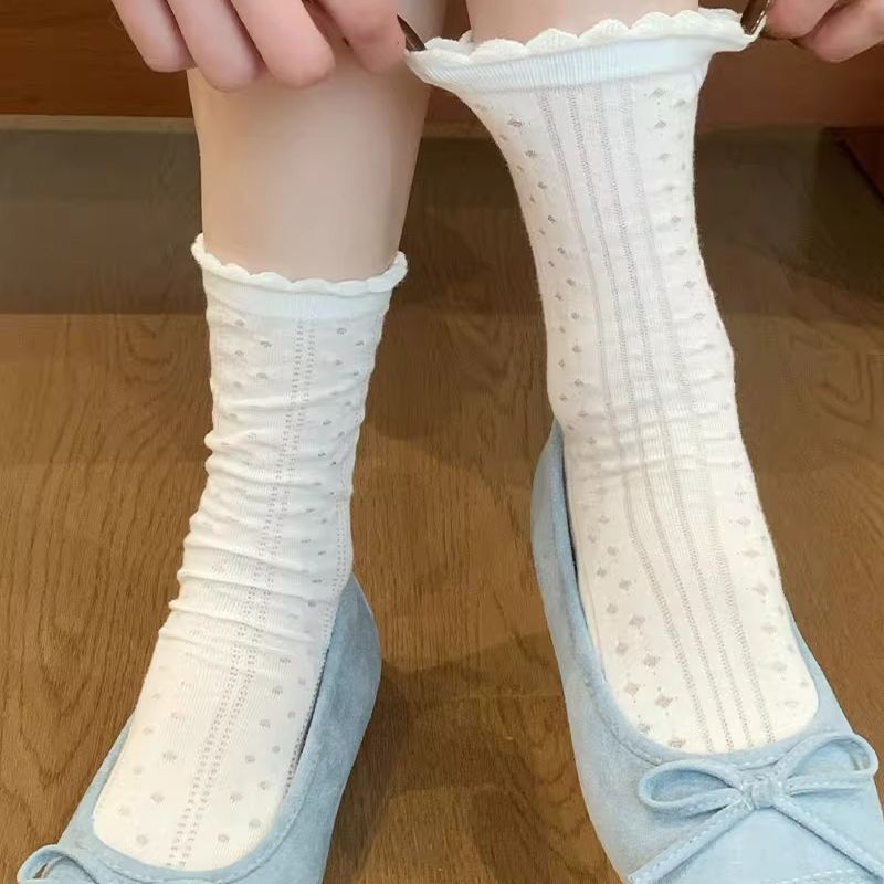 Ruffle Cuff Pointelle Ballet Socks