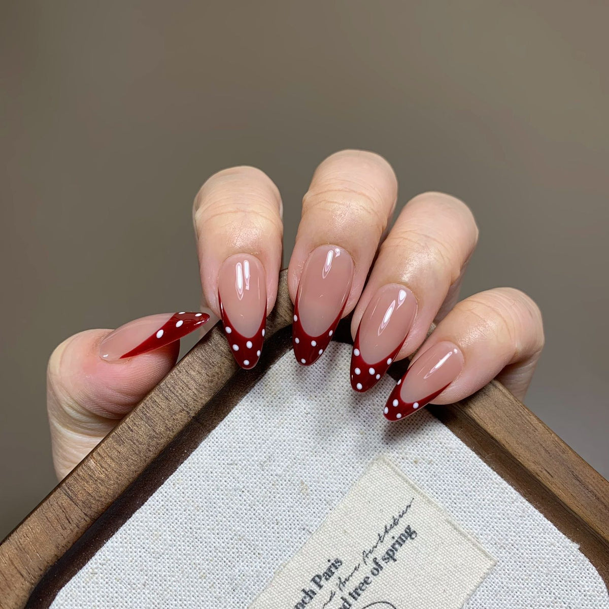 Red French Polka Dot Nails