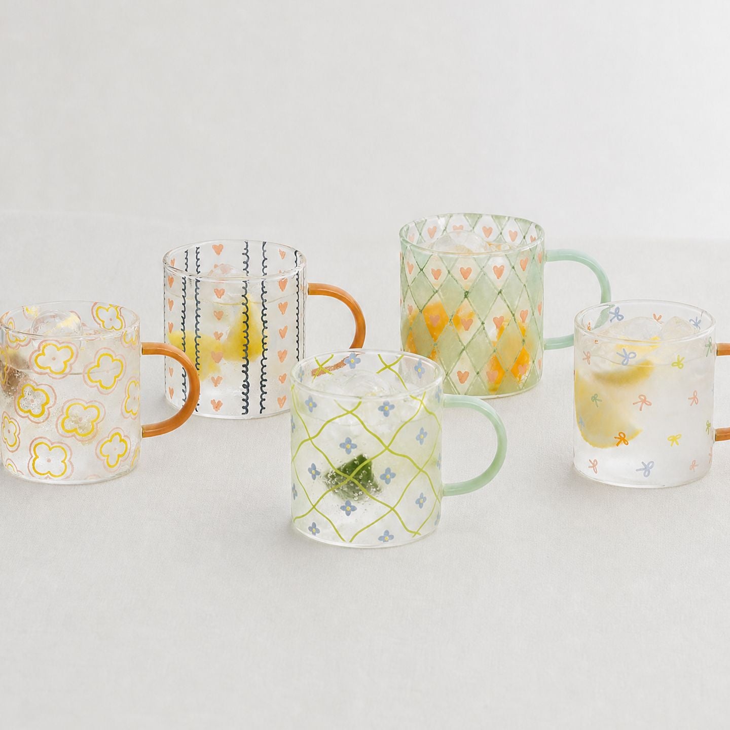Patterned Clear Handled Mug