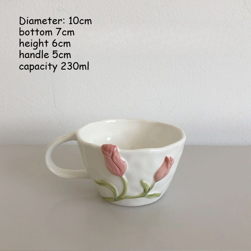Embossed Tulip Ceramic Mug - Modomu