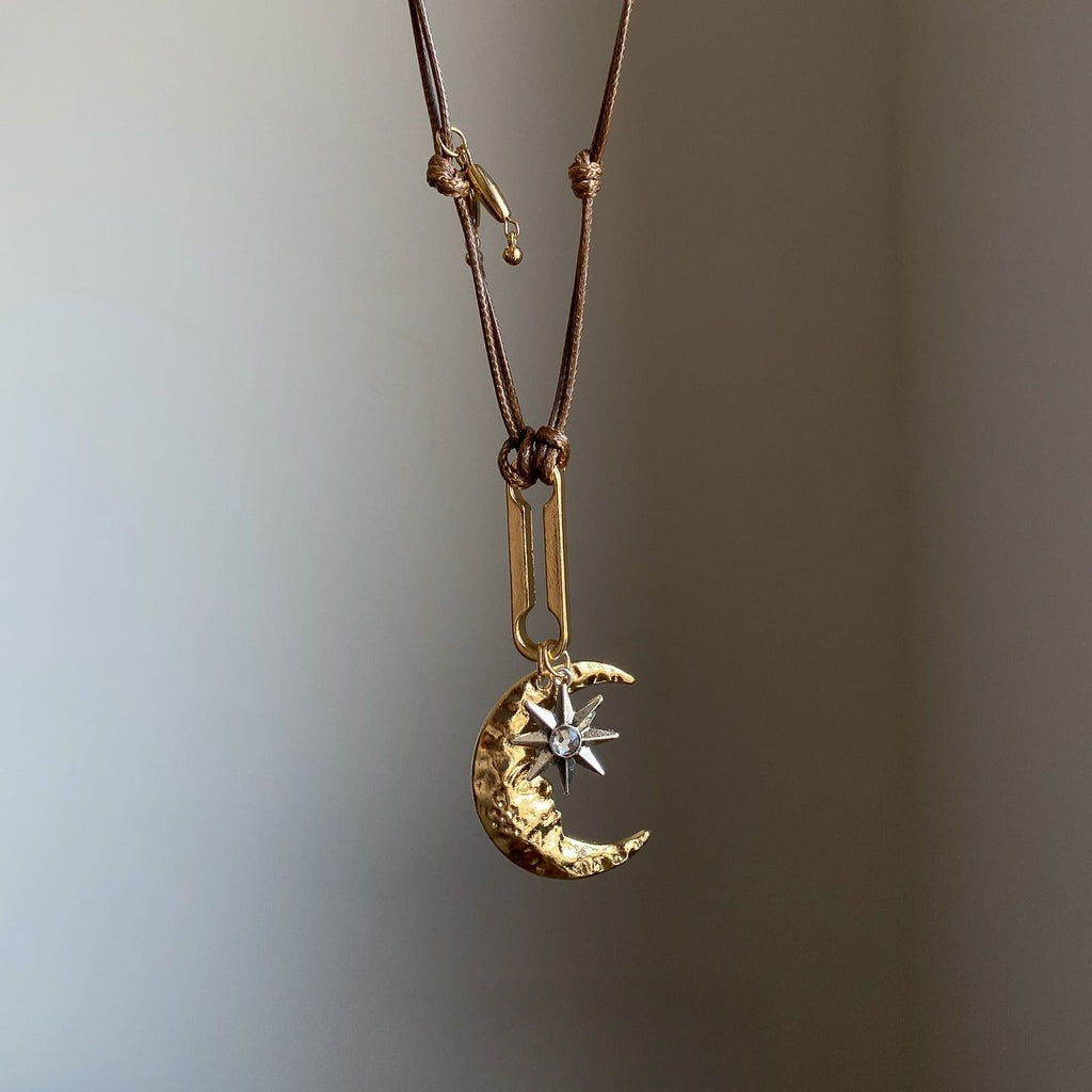 Sun Moon Braided Rope Necklace