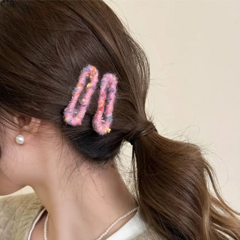 Plush Hair Clips Set