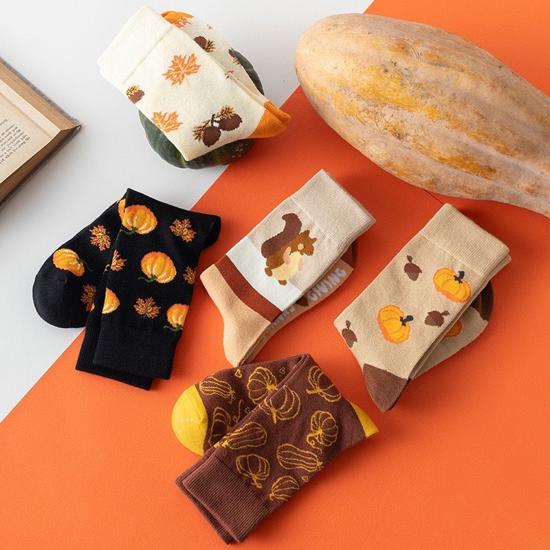 Autumn Pumpkin Crew Socks