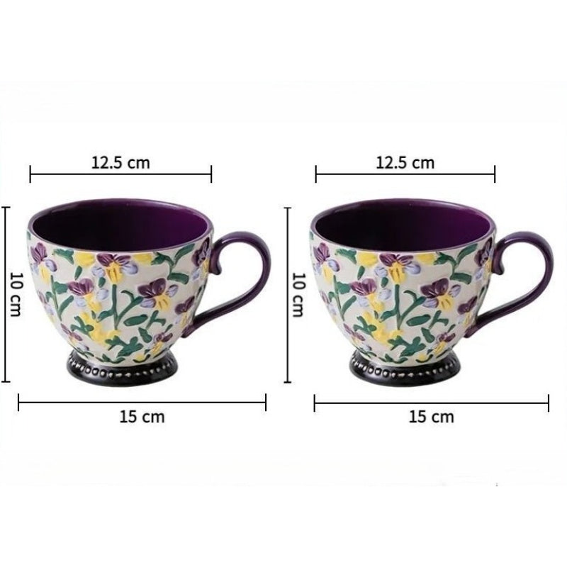 Embossed Floral Breakfast Mug
