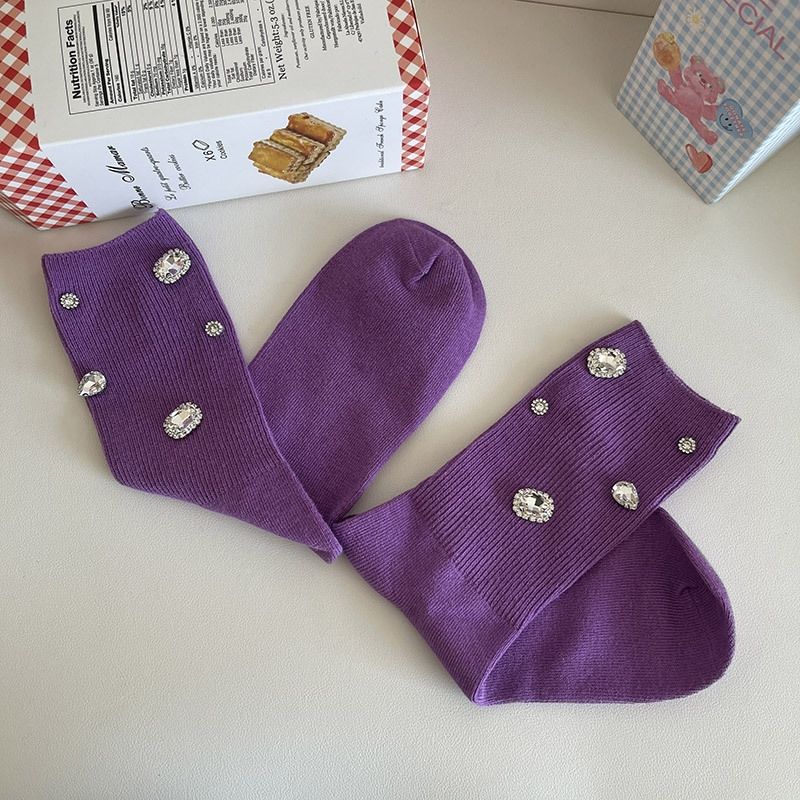 Rhinestone Embellished Fashion Socks - Modomu