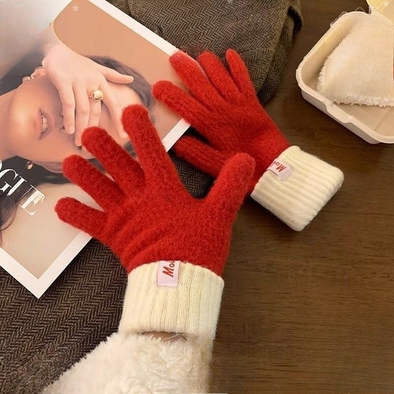 Double knit touchscreen winter gloves