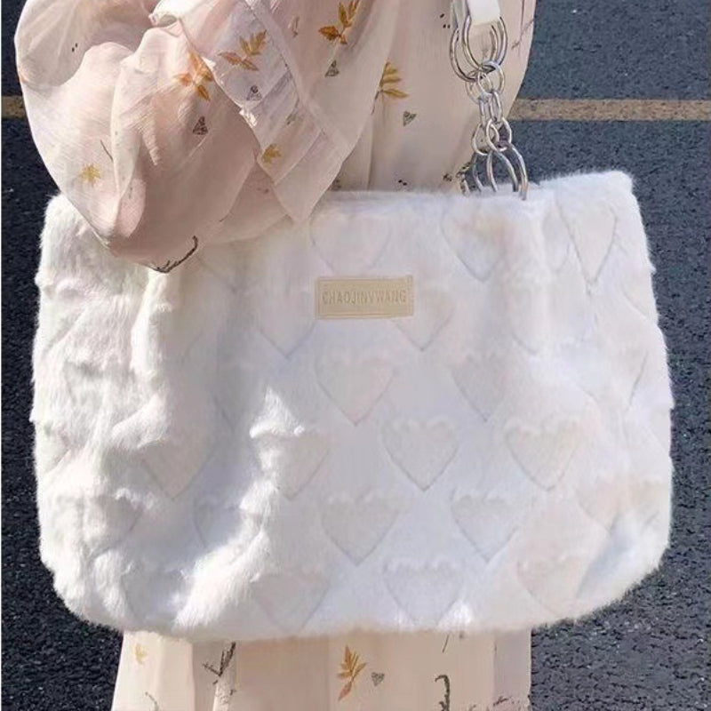 Plush Heart Tote Bag