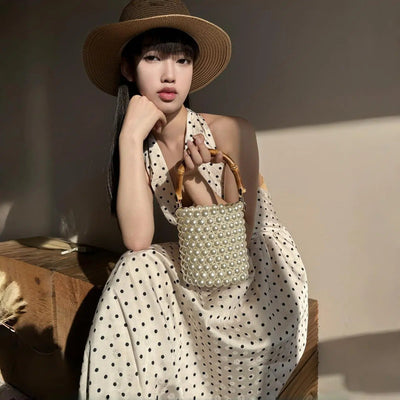 Bamboo Pearl Bucket Bag