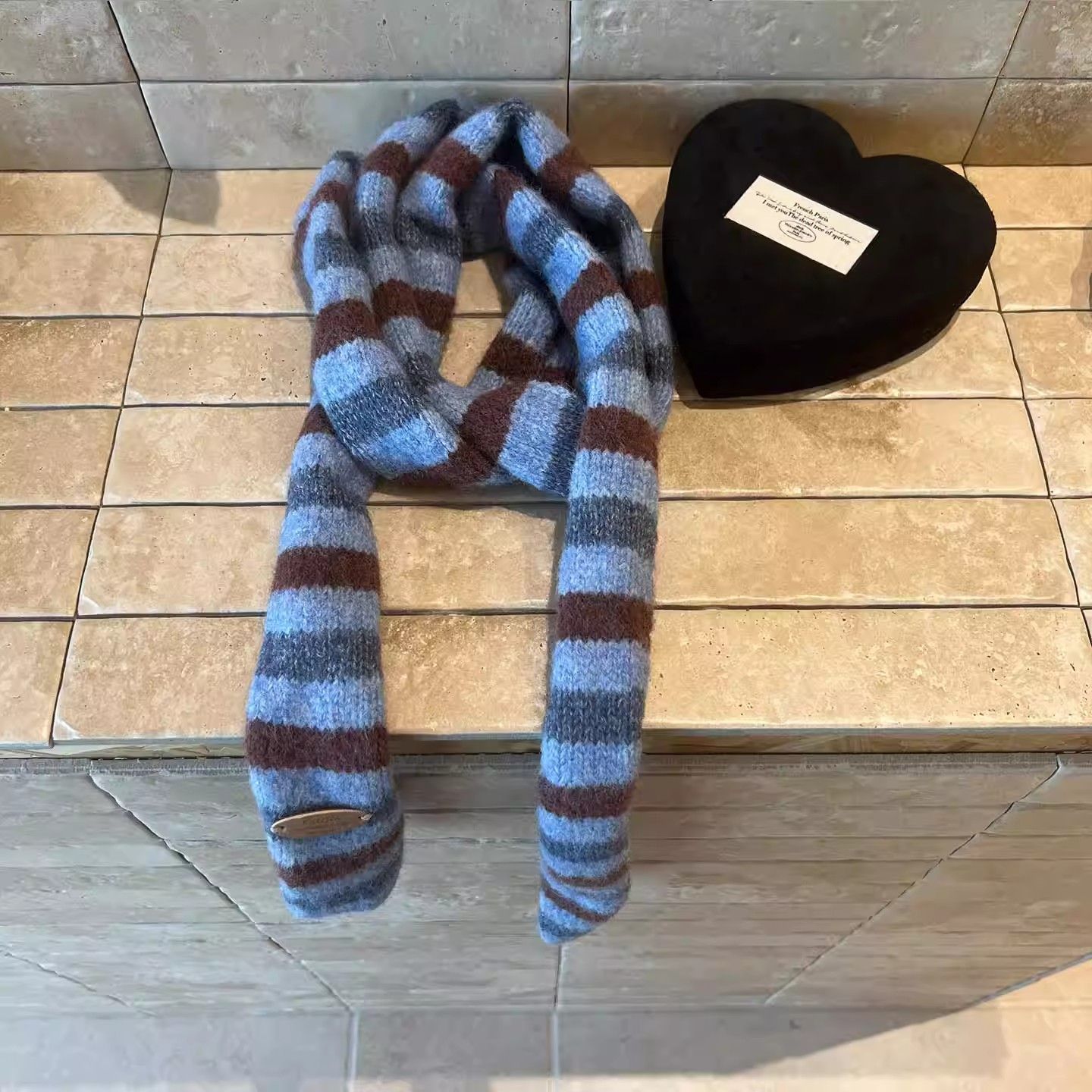 Y2K Knit Striped Long Scarf