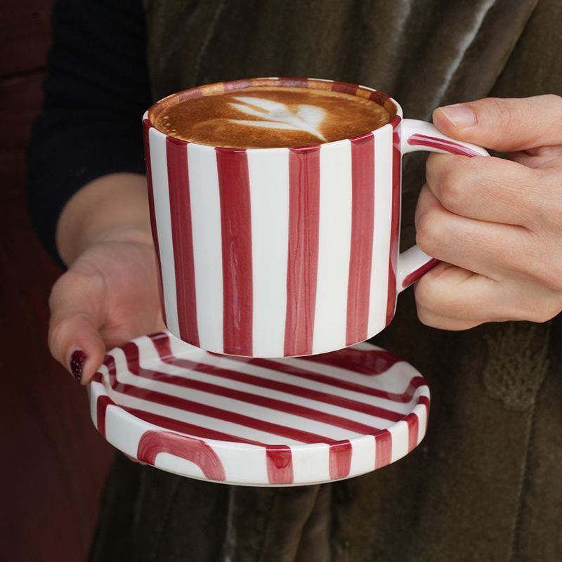 Hand-Painted Striped Ceramic Mug