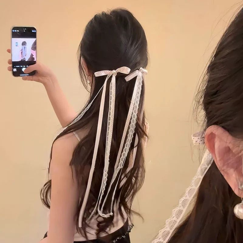 Pearl Bow Ribbon Hair Clip