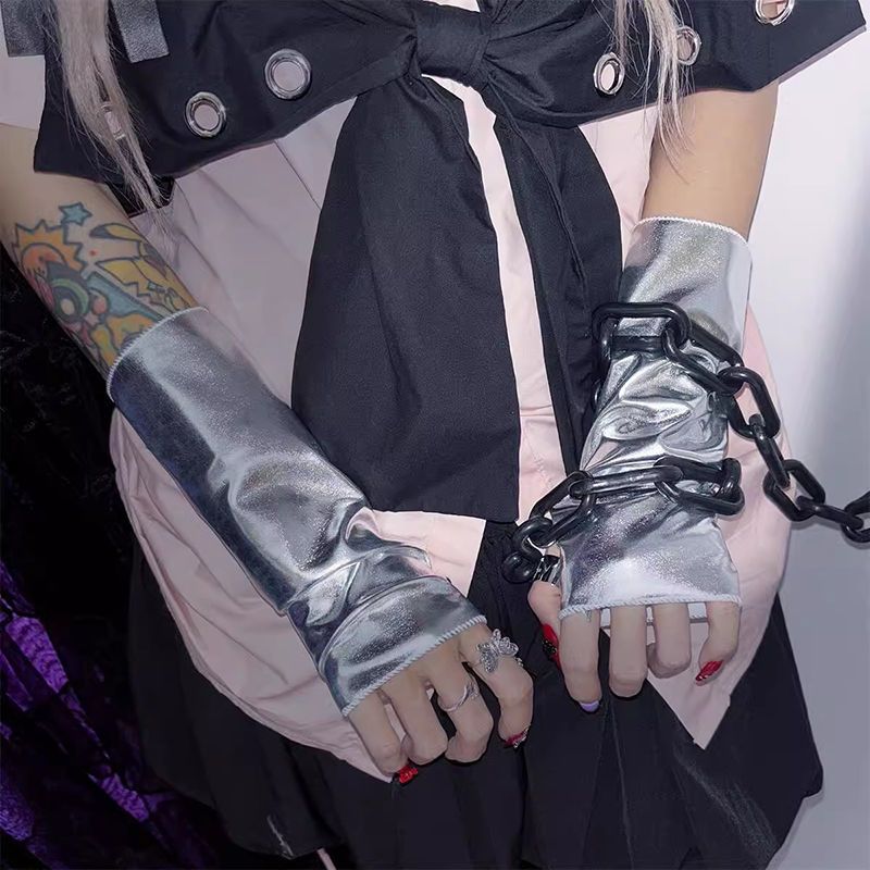 Metallic Arm Sleeve Gloves