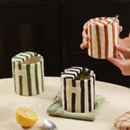 Striped Handleless Ceramic Cup