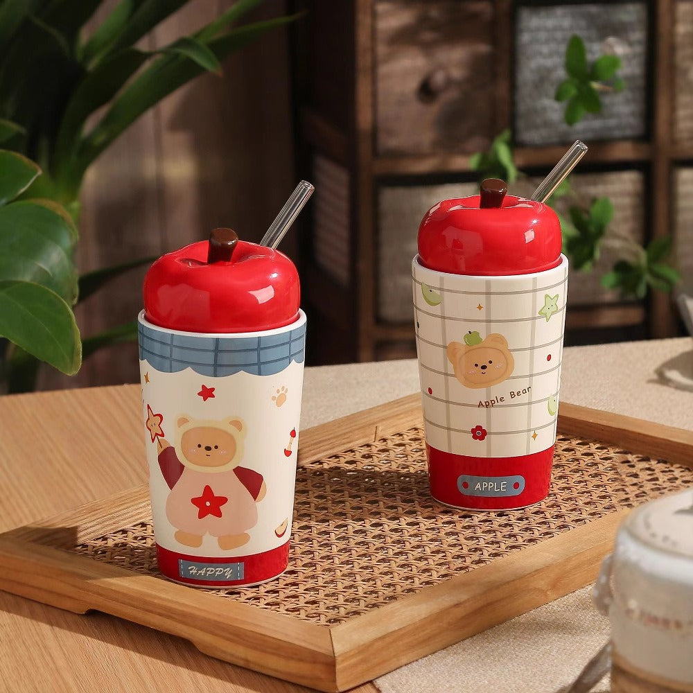 Ceramic Mug With Lid Straw