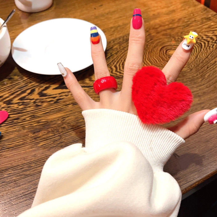 Adjustable Heart Plush Ring - Modomu