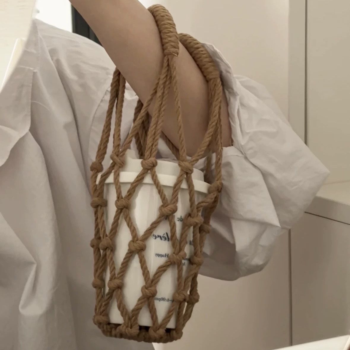 Handwoven Mesh Cup Carrier