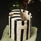 Striped Handleless Ceramic Cup