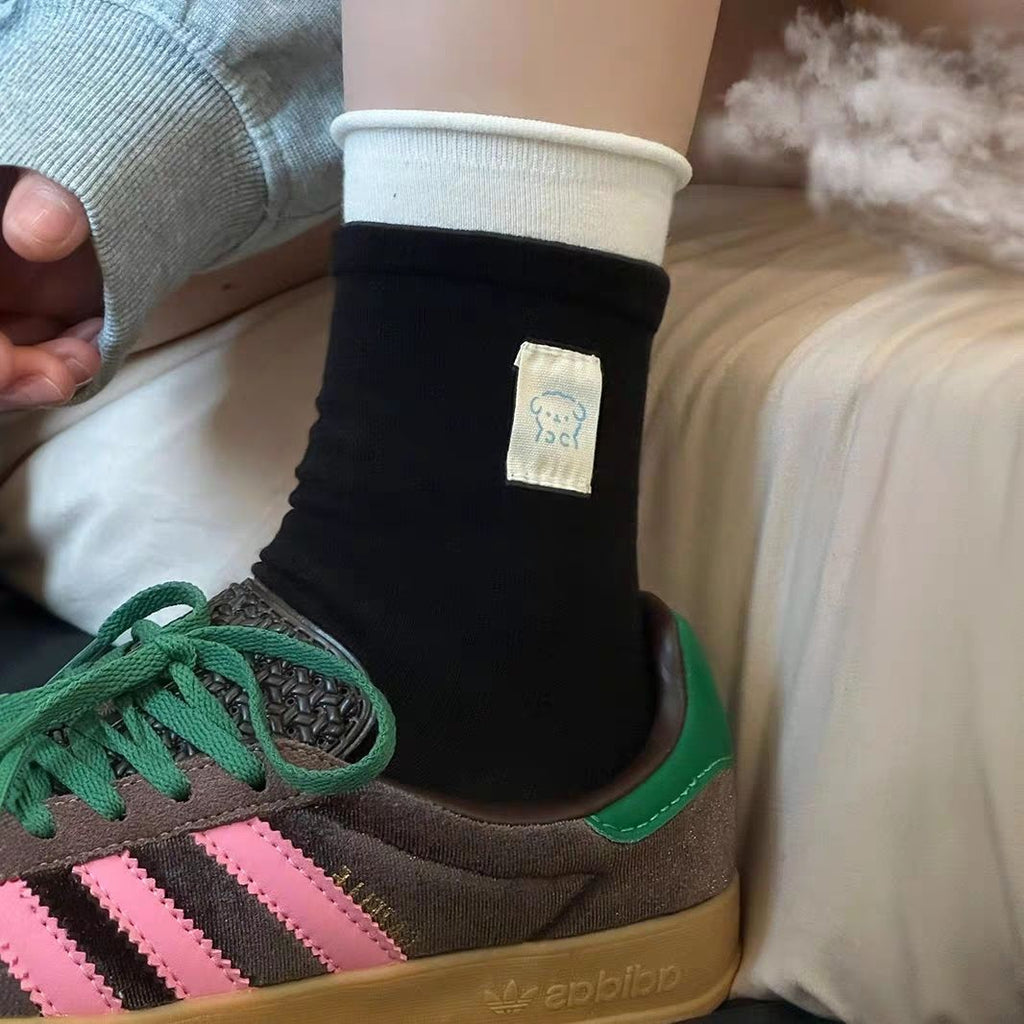 Puppy Label Double-Cuff Socks